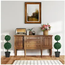 Outsunny künstliche Pflanzen 2er Set groß 67 cm Kunstpflanze mit 2 Kugel, Plastik Kunstbaum im Topf, Kunstbaum wie echt für Wohnzimmer Schlafzimmer Büro Garten Moderne Dekoration Geschenk