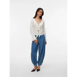 Vero Moda Rüschenbluse VMJAMIE TIE LS TOP WVN Weiß XS