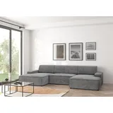 TRENDMANUFAKTUR Wohnlandschaft Cord 3-Sitzer Grau