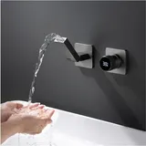 Oihpaw - Wasserhahn Bad Wasserfall Wandmontage Unterputz Armatur aus Badarmatur Mischbatterie Faltbare WasserhahnGrau