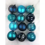 Lichte Thüringer Christbaumschmuck Exclusiv Petrol Mix 8cm Handarbeit Germany 12er Set türkis