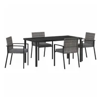 vidaXL Garten Essgruppe Grau Poly Rattan