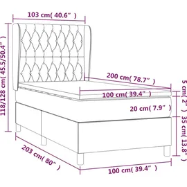 vidaXL Boxspringbett 100 x 200 cm Creme