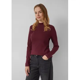 s.Oliver Geripptes Longsleeve im Slim Fit mit Stehkragen - rot - 48