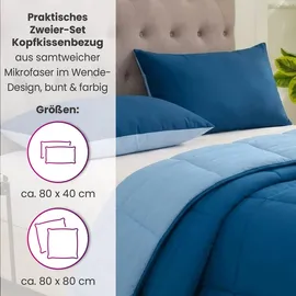 Wometo Kissenbezug Wende-Design 80 x 80 cm Blau