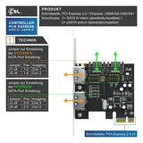 CSL PCIe Schnittstellenkarte für SATA III / eSata III 2x intern SATA & 2x extern eSATA