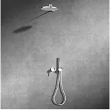 Keuco IXMO Brause-Set 3 Einhebelmischer, 2 Verbraucher mit Brausehalter und Kopfbrause, rund, 59651010301, Farbe: verchromt