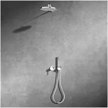 Keuco IXMO Brause-Set 3 Einhebelmischer, 2 Verbraucher mit Brausehalter und Kopfbrause, rund, 59651010301, Farbe: verchromt