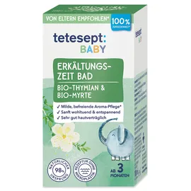 Merz tetesept Baby Erkältungszeit Bad - 100 ml - Badezusatz mit Bio-Thymian und Bio-Myrte für einen befreienden Duft-Effekt – Wohltuende, milde Aroma Pflege für Babys ab 3 Monaten