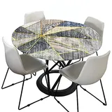 Morbuy Rund Tischdecke Elastisch, Geometrie Rund Tischdecken Wasserdicht Lotuseffekt Abwaschbar Abwischbar Tischtuch für Dekoration Küchentisch Garten Outdoor (Durchmesser 150cm,Nordischer Marmor)