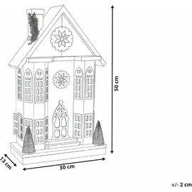 Beliani Weihnachtshaus 50 cm Braun/Weiß