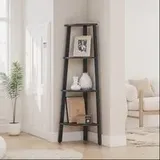 Eckregal, Bücherregal mit 4 Ebenen, Leiterregal