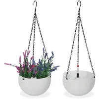 Relaxdays Blumenampel 18,5 x 54 x 19,5 cm Weiß