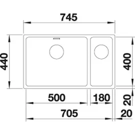 Blanco Andano 500/180-U links Edelstahl Seidenglanz + Handbetätigung + InFino
