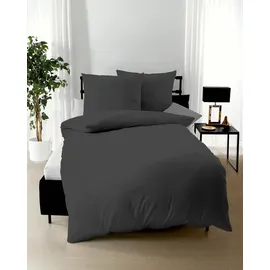 KAEPPEL Uni Mako-Satin anthrazit 135 x 200 cm + 80 x 80 cm