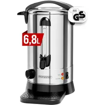 monzana Glühweinkocher mit Zapfhahn Edelstahl Temperatureinstellung 30-110°C Heißgetränkespender Punschkocher Heißgetränkeautomat, Fassungs...