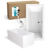 Calmwaters Calmwaters® Acryl Premium Badewanne Komplettset 190x90 cm - Made in Eu - mit Wannenträger Ablaufgarnitur - Duo-badewanne 2 Personen