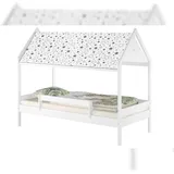 Erst-Holz Himmelbett Modell 58 90 x 200 cm Kiefer massiv lackiert weiß