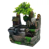 Tischbrunnen - Indoor Zimmerbrunnen Zen - LED USB Nachtlicht - Luftbefeuchter Nebler - Glas Kugel - Grün - 30x36 cm