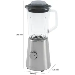 Proficook UM 1213 Amerikanischer Standmixer, 1-Liter-Glasbehälter, 2 Geschwindigkeiten + Impuls, Eispickel-Funktion, Edelstahlklingen. 500W Silber