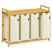 ADEL DREAM AdelDream Wäschekorb 200L – 4 Fächer, ausziehbarer & abnehmbarer Wäschesack mit Bambusrahmen, Beige – Wäschesammler & Wäschebox für Badezimmer & Schlafzimmer