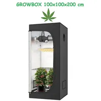 JUNG Growbox Growzelt Indoor 100x100x200cm Premium Mylar 97% reflektierend, Hydroponisches System, Gewächshaus Cannabis Balkon, Wasserdicht, Grow ...