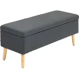 HOMCOM Sitzbank Polsterbank mit Stauraum Bettbank mit Leinenoptik für Flur Schlafzimmer Wohnzimmer Gummiholz Dunkelgrau 110 x 39 x 45 cm   Aosom