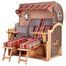 Mr. Deko bene,iving Strandkorb Komplettset Königssee Teak Bullauge PE grau Modell 584