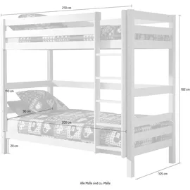Vipack Etagenbett Pino 90 x 200 cm weiß