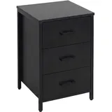 Relaxdays Nachtschrank 3 Schubladen 60 x 40 x 40 cm Schwarz