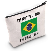 LEVLO Lustige Make-up-Taschen mit Aufschrift "I'm Not Yelling I'm Brazilian", Geschenkidee für stolze Ehefrau, Freund oder Kollegen, I'm Brazilian, Reisen