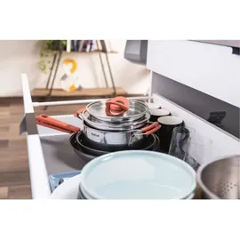 Tefal Opti'Space Topf-Set 6-tlg. Kochtopf + Bratpfanne + Glasdeckel