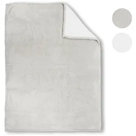 biberna Tagesdecke Sherpa 150 x 200 cm Beige/Weiß