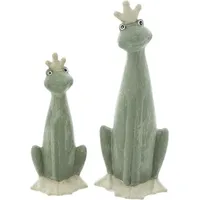 Dekoleidenschaft 2X Dekofigur Froschkönig aus Terracotta, 20 + 28