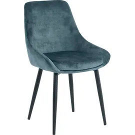 SIT Möbel SIT blau (blau, schwarz, schwarz), B:48cm H:84cm T:57cm, Metall, Polyester, Stühle, Polsterstuhl, glamouröser Bezug in Samtoptik
