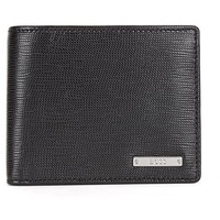 HUGO BOSS BOSS GalleryA Trifold Klapp-Geldbörse aus geprägtem italienischem Leder mit Logo-Applikation Schwarz