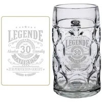 LUXENTU Maßkrug mit graviertem Motiv, Bierkrug für ein Jubiläum