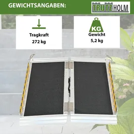 Trutzholm Alu Rollstuhlrampe 61 cm Traglast 272 kg klappbar Antirutsch schwarz/grau