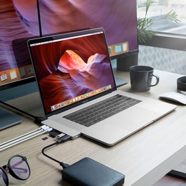 Hyper HyperDrive USB C Hub 8-in-2 Sanho Typ C MacBook Pro Hub mit HDMI-Mini-Diaplay-Anschluss Thunderbolt 3 USB-C 3.1 Stromversorgung SD/MicroSD-Kartenleser für MacBook Pro & Air 13 "15" Silber