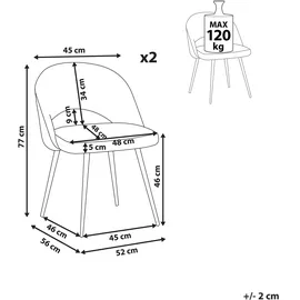 Beliani Esszimmerstuhl 2er Set ONAGA Bouclé Dunkelgrün