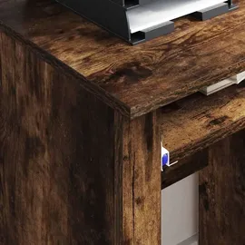 vidaXL Tisch mit Rädern mit Regal Geräucherte Eiche 91 x 50 x 77 cm