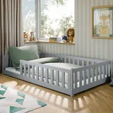 petits-meubles Standbett Maya 120 x 200 cm Kiefer grau