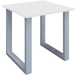 VCM my office Lona Schreibtisch weiß quadratisch, U-Fuß-Gestell silber 80,0 x 80,0 cm