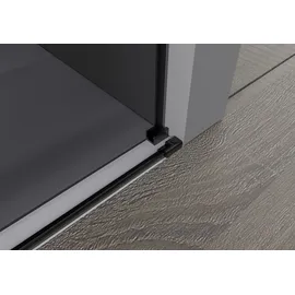 Bernstein Nischendusche mit Schiebetür Soft-Close DX906 flex 110 cm Schwarz matt 8 mm Nano graues Glas