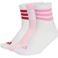 adidas 3er Pack Cushioned Sportswear Mid Cut Socken White/Clear Pink/Active Maroon 46-48