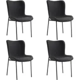 Tectake tectake® Polsterstuhl, Tessa 4er SetWebstoff schwarz/schwarz