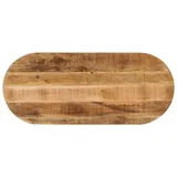 vidaXL Oval Raues Massives Mangoholz Braun 140 x 50 x 2,5 cm