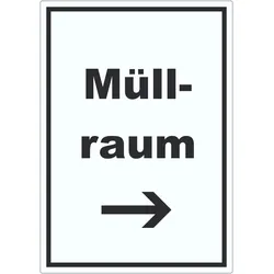 HB-Druck Müllraum Aufkleber mit Text Richtungspfeil rechts Abfall Mülltrennung hochkant A2 (420x594mm)