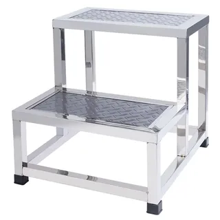 2-Stufen-Hocker aus Edelstahl 304, Trittleiter-Hocker für Krankenhaus, Hotel, Badezimmer, Töpfchentraining, Küche und Schrank, perfekt für Erwachsene(S)