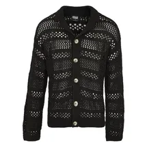 URBAN CLASSICS Crocheted Cardigan - schwarz,